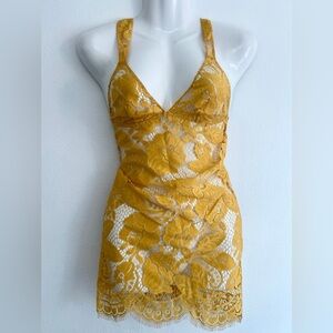 Elegant Lace Yellow Chemise